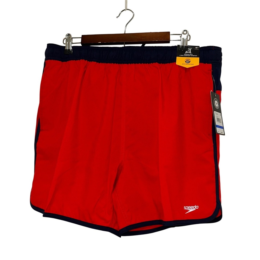 Speedo Swim Trunks Mens XL Red New Eco Comfort Stretch UPF 50+ Board Shorts